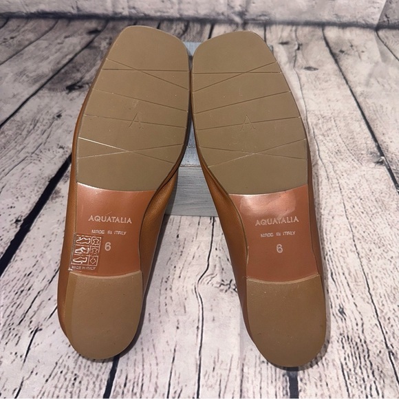 AQUATALIA Made in Italy Leather Shoes Coffee Brown Tan Slip On Ballet Flats 6 - Picture 8 of 8